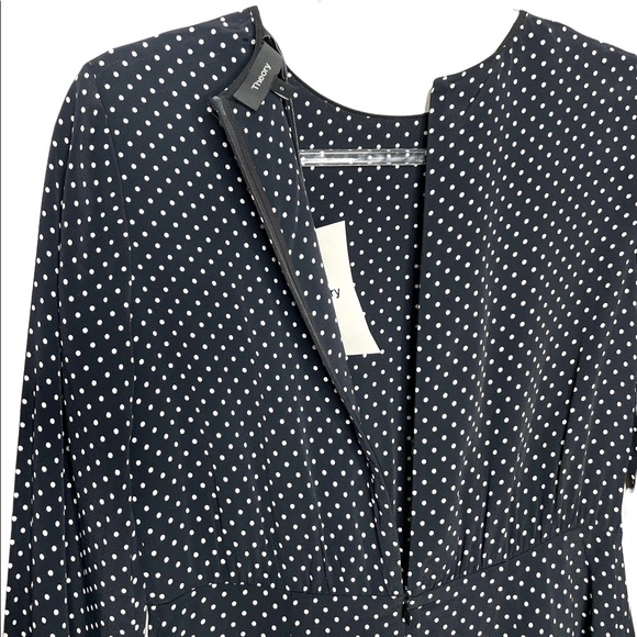 Theory | NWT Crew Dress in Polka Dot Crepe Black/White 0 - Picture 9 of 9